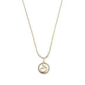 Colar Corrente 60 Cm Feminina Pingente Letra S Banhado Ouro
