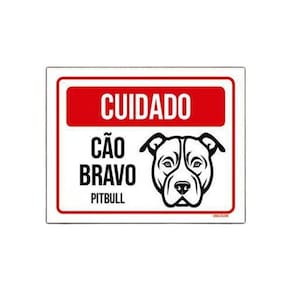 Kit 5 Placas Cuidado Cão Cachorro Bravo Pitbull