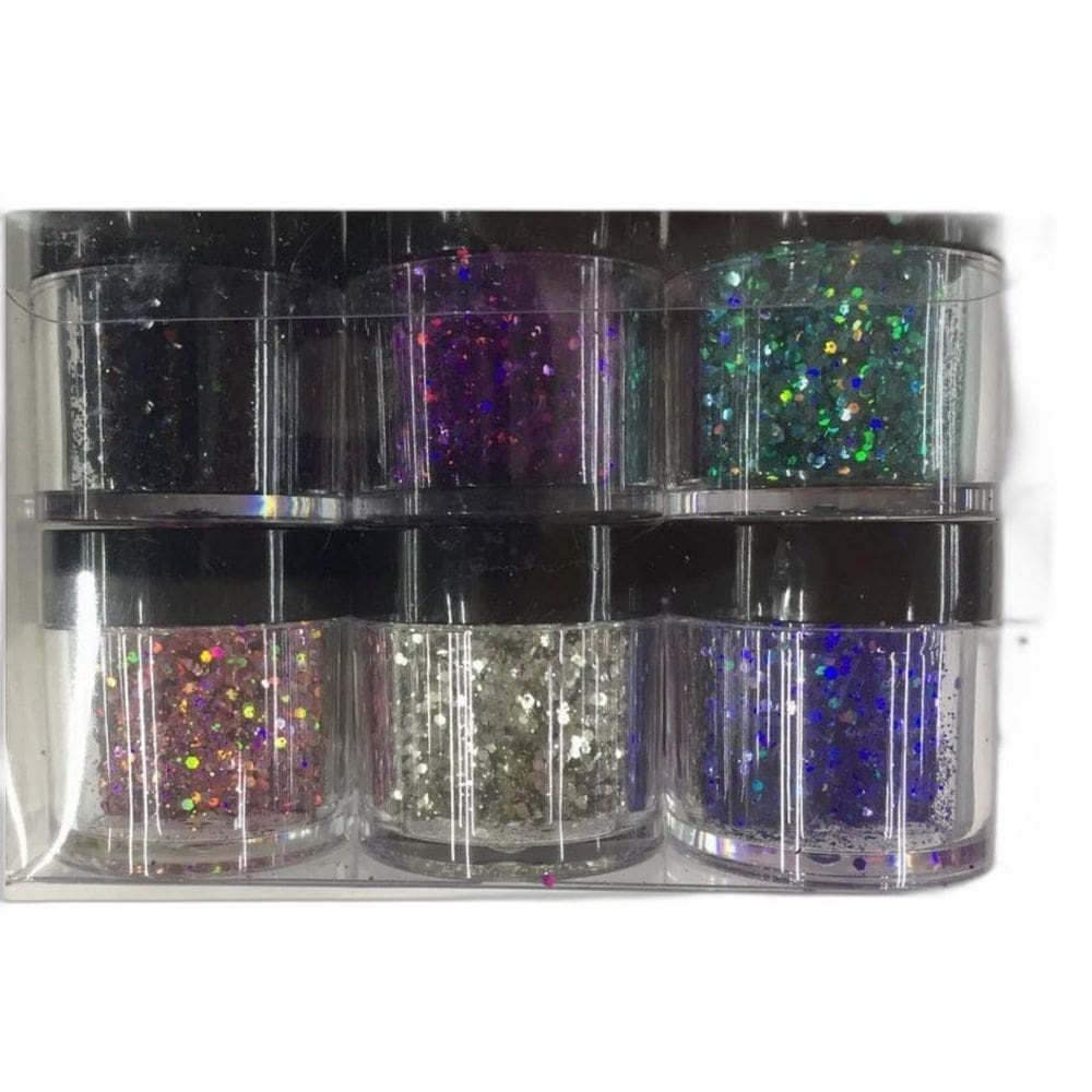 Glitter Flocado com 12 Unidades Para Decoração De Unhas