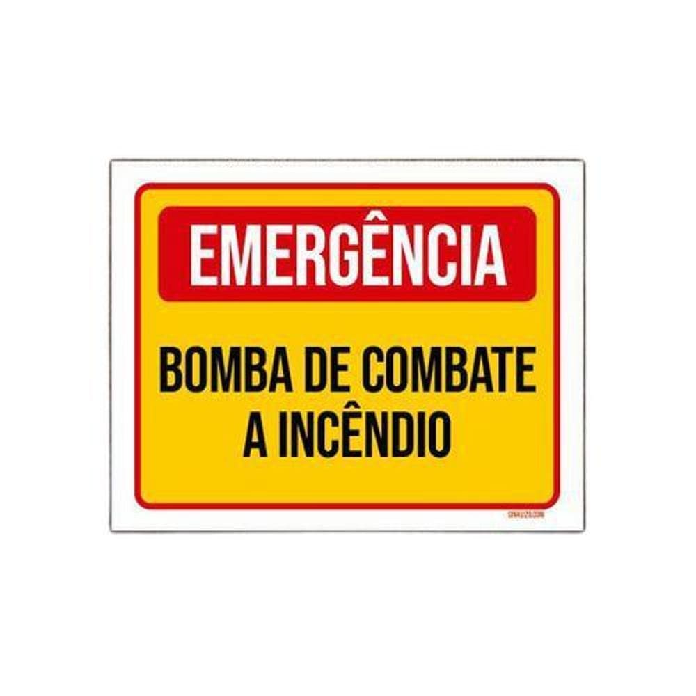 Placa Emergência Bomba Combate Incêndio 18X23