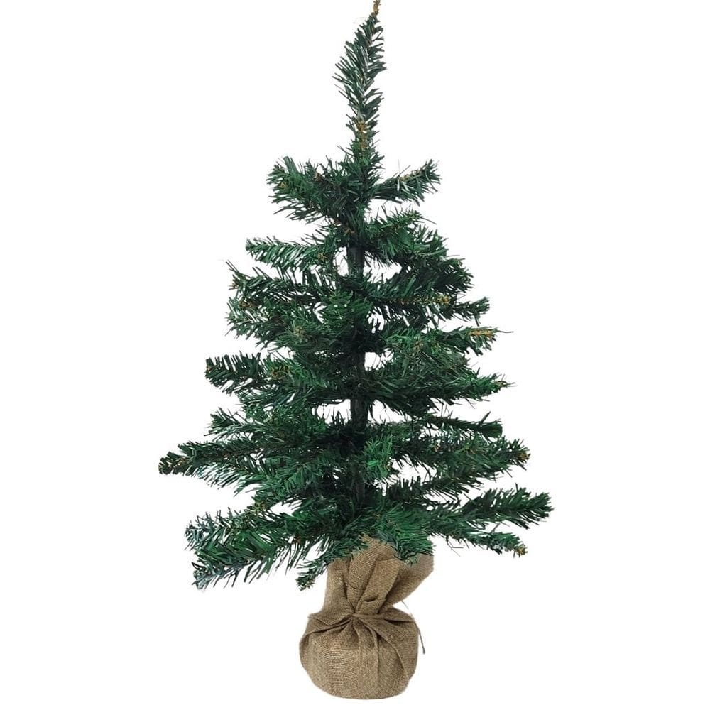 Pinheiro De Mesa Rústico Base Linho Juta 60cm - Bela Flor