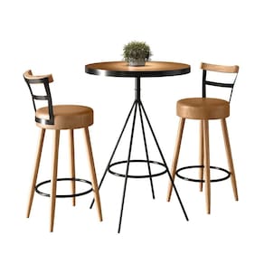 Conjunto Mesa Bistrô C/ Banquetas Altas Estofadas C/ Encosto Moscou P/ Área De Lazer Cozinha