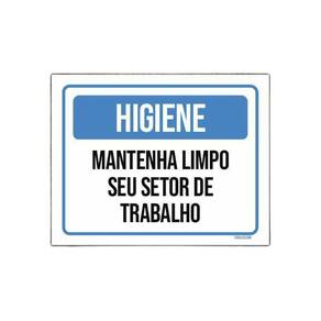 Placa Higiene Mantenha Limpo Seu Setor De Trabalho 18X23