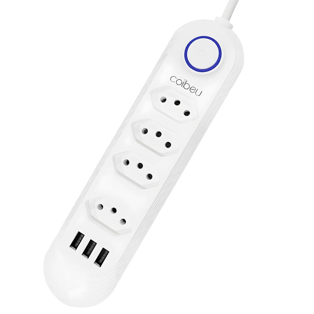 Régua Extensão de 4 Tomadas 3 USB Bivolt Filtro de linha 1m