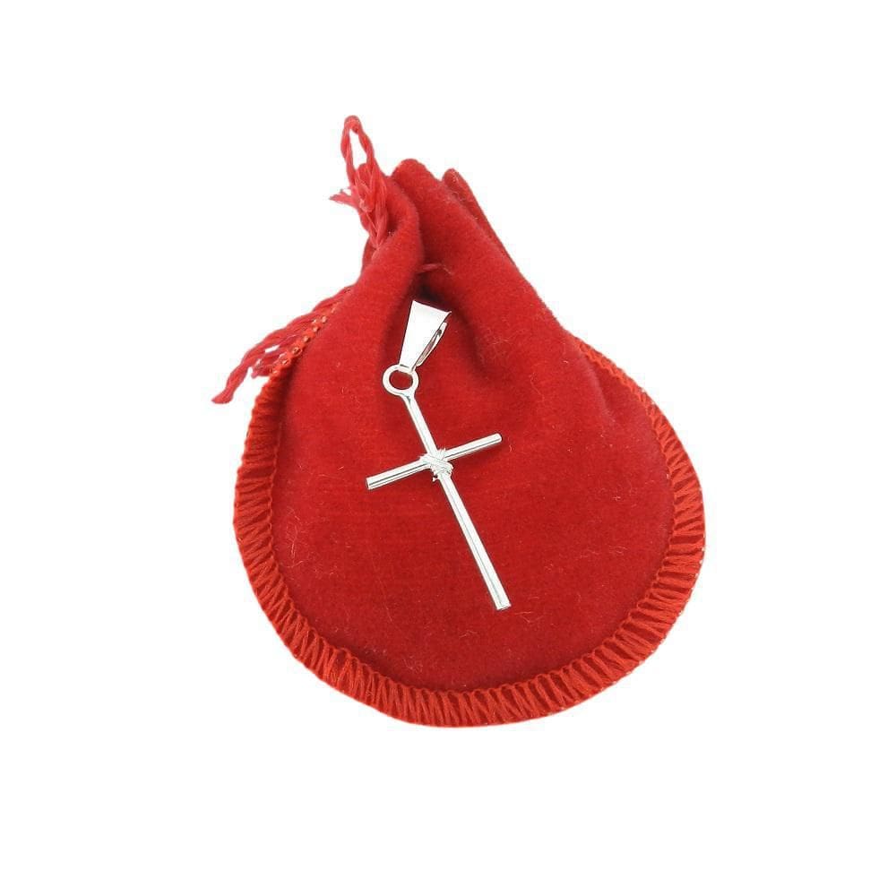 Pingente Cruz Palito 15X30Mm Folheado Prata Pi100B