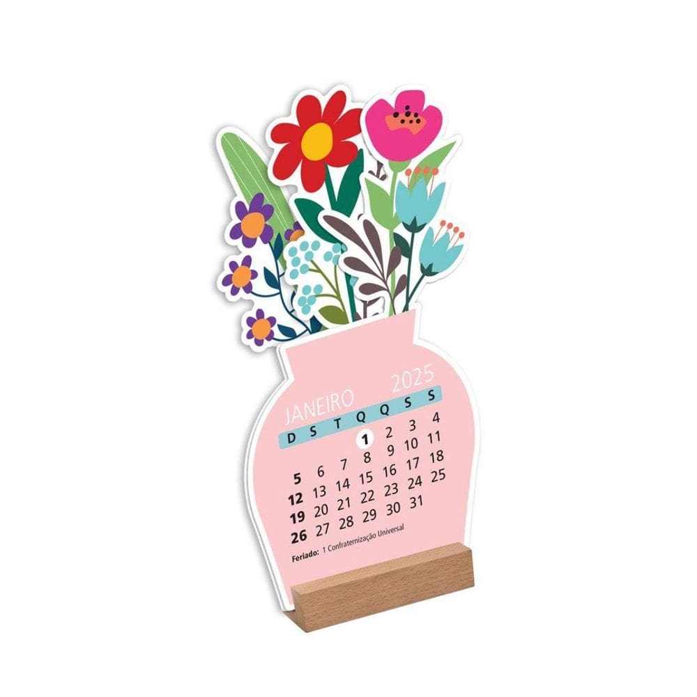 Calendario De Mesa Vasinho Flores 2025 Fina Ideia