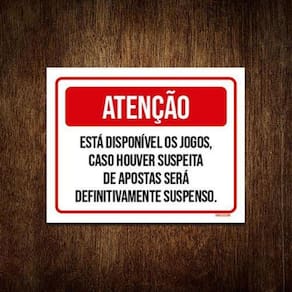 Placa Atenção Disponível Jogos Proibido Apostas 36X46
