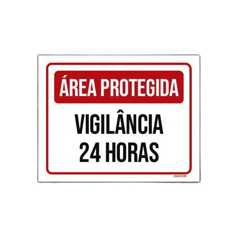 Placa Área Protegida Vigilância 24 Horas 36X46