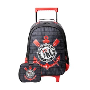 Kit Escolar Mochila De Rodas + Lancheira Térmica Corinthians