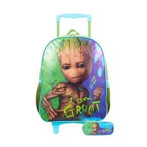 Kit Escolar Mochila Rodinha +Estojo Groot Guardiões