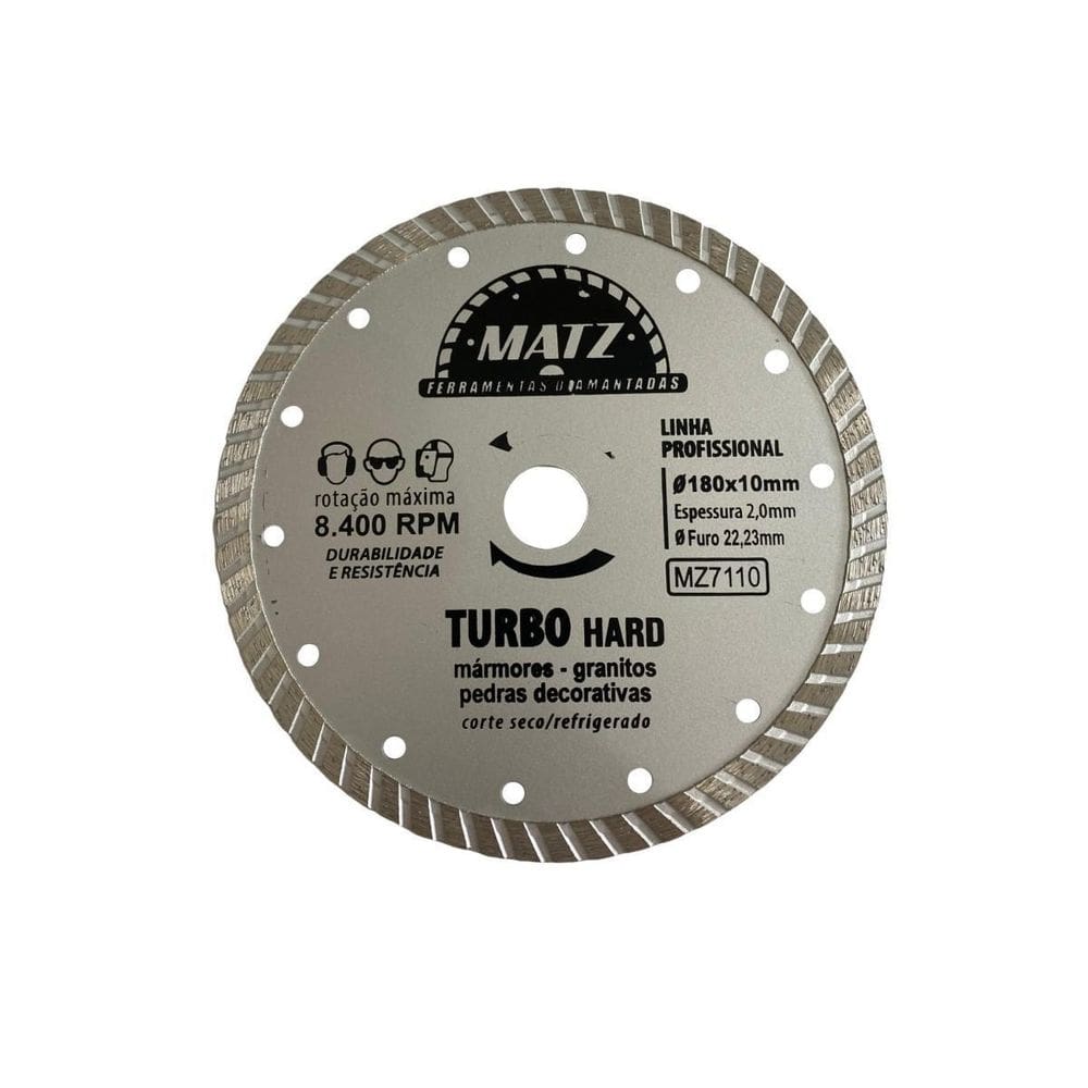 Disco De Corte Diamantado Turbo Hard 10Mm 180X22,23Mm Matz