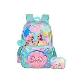 Kit Mochila De Costas+Estojo Box Holográfica Barbie - Verde
