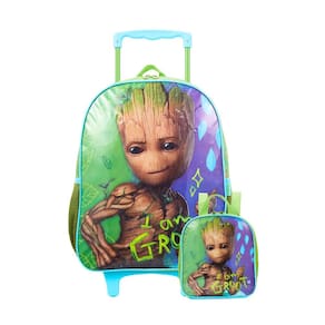 Kit Escolar Mochila Rodinha + Lancheira Groot Guardiões