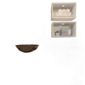 Gabinete Vidro 45Cm Ac Com Cuba Redonda Marrom + Torneira