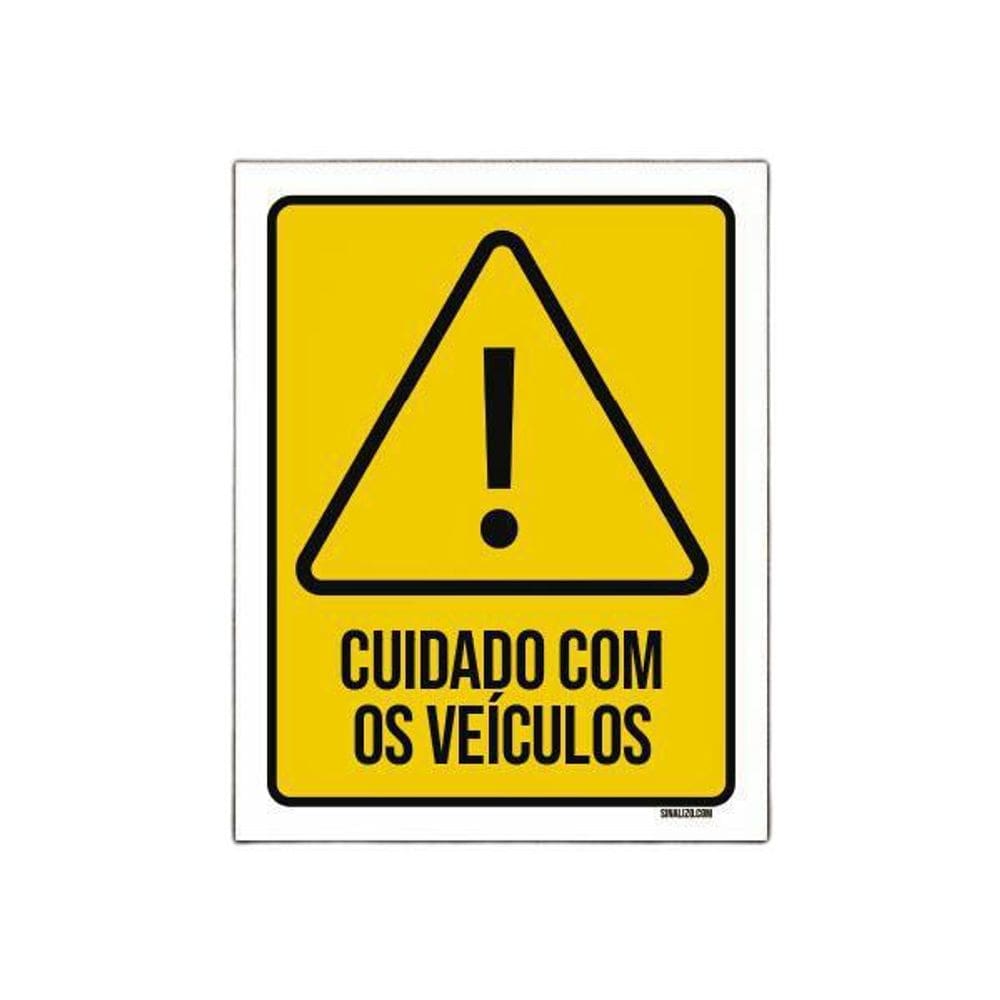Placa Atenção Cuidado Com Os Veículos 18X23