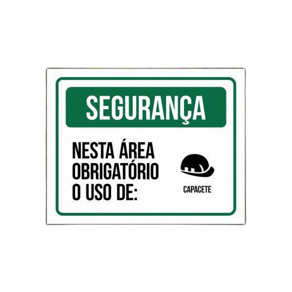 Placa De Segurança - Nesta Área Uso Obrigatório De Capacete