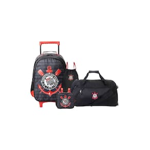 Kit Mochila Rodas+Lancheira+Saco+Sacola Viagem Corinthians