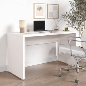 Mesa de Escritório em Tamburato Acabamento em BP 135cm Ficus CabeCasa MadeiraMadeira Branco