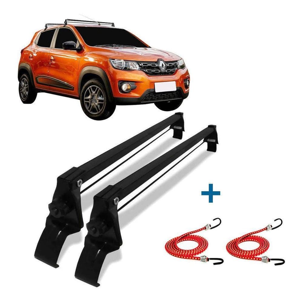 Rack De Teto Bagageiro + 2 Elasticos Kwid 4 Portas Ano 17/22