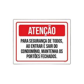 Placas Atenção Condomínio Portões 36x46cm