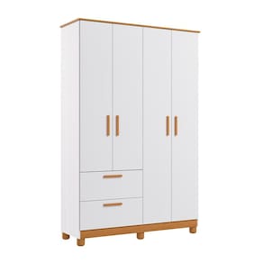 Guarda-Roupa Infantil Jujuba 4 PT 2 GV Branco e Nature