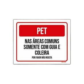 Placa Sinalização - Pet Áreas Comuns Guia Coleira 36X46