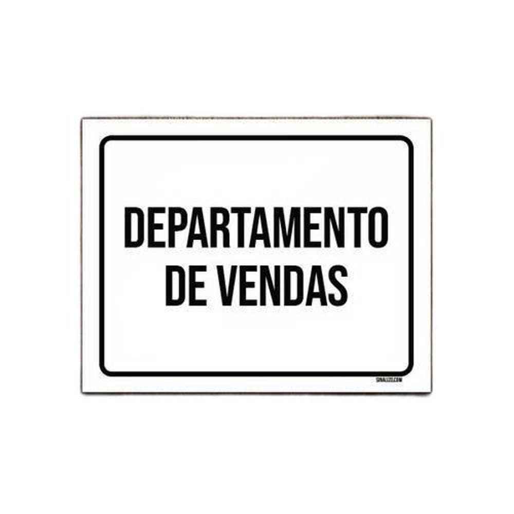 Kit 10 Placa Sinalização - Departamento De Vendas Preta