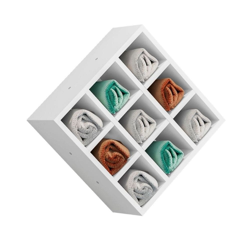 Suporte Porta Toalha Alice Com 9 Nichos Toalheiro Multiuso