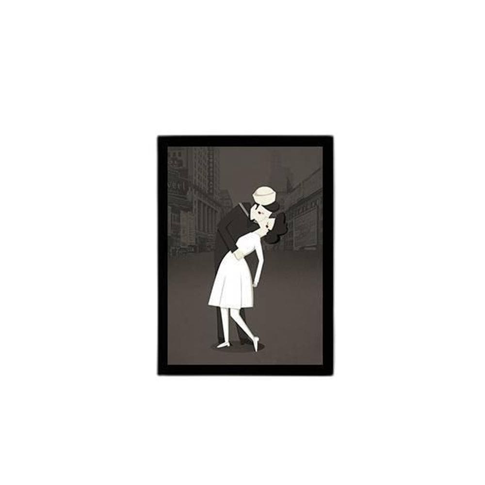 Quadro Figurativo Beijo Segunda Guerra 24X18Cm