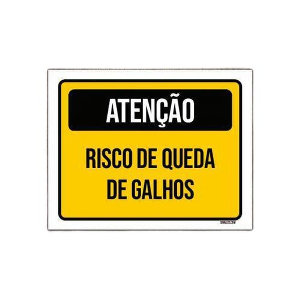Placa Atenção Risco De Queda De Galhos 18x23cm 10un