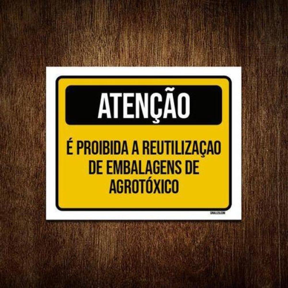 Kit 5 Placas Atenção Proibida Reutilização Embalagem