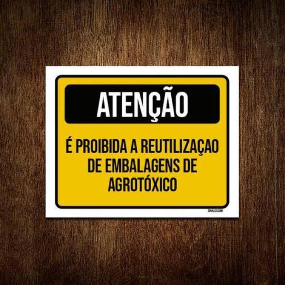 Kit 5 Placas Atenção Proibida Reutilização Embalagem