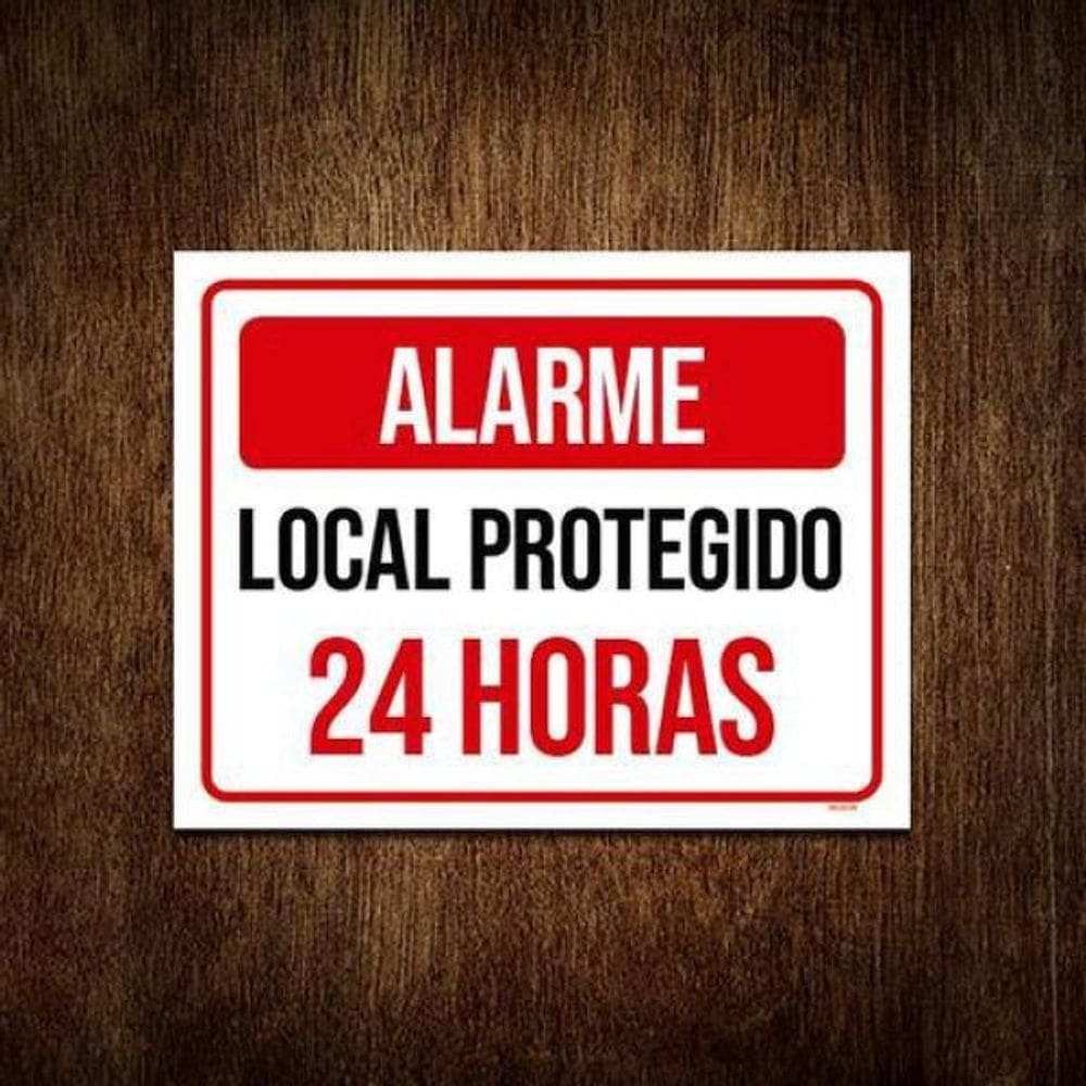 Kit 3 Placas Atenção Alarme Local Protegido 24 Horas