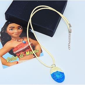 Colar Cordão Infantil Princesa Moana o Filme com Pingente Pedra Coração oceano cosplay Festa aniversário Lembrancinha