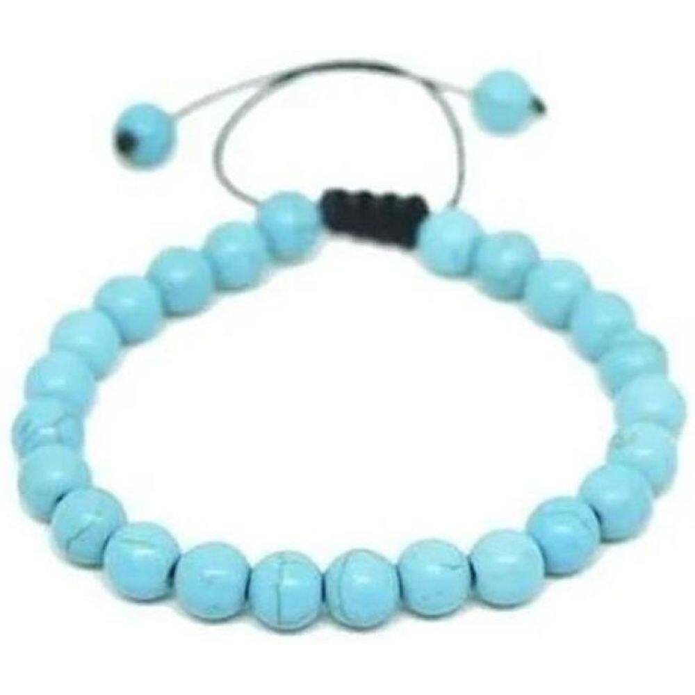 Pulseira Masculina Pedra Howlita Turquesa Regulável Shambala