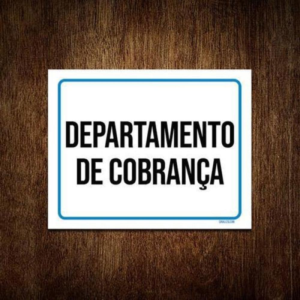 Kit 3 Placas Sinalização Ambiente Departamento Cobrança