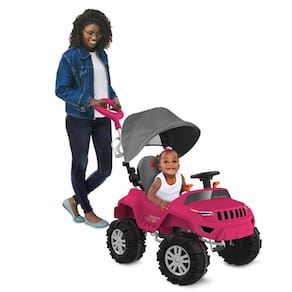 Carrinho de Passeio e Pedal - SuperJipe Reclinável com Capota - Rosa - Bandeirante