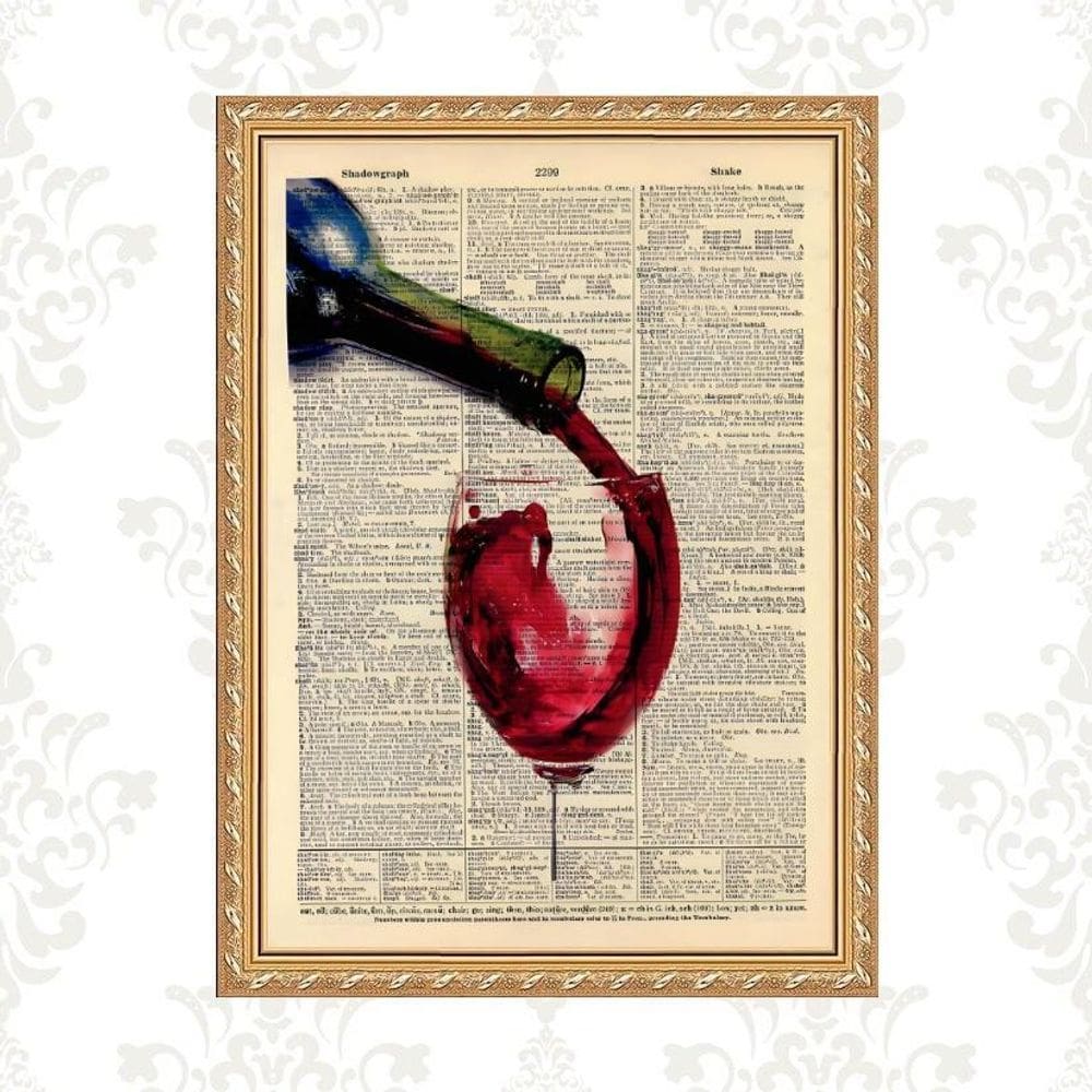 Quadro Moldura Dourada Vinho Tinto 33X24Cm