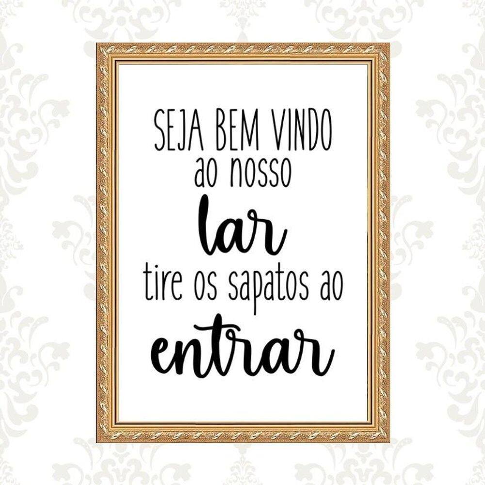 Quadro Moldura Dourada Tire Os Sapatos 45X34Cm