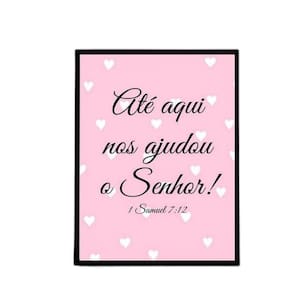 Quadro Até Aqui Nos Ajudou O Senhor 24X18 Com Vidro - Preta