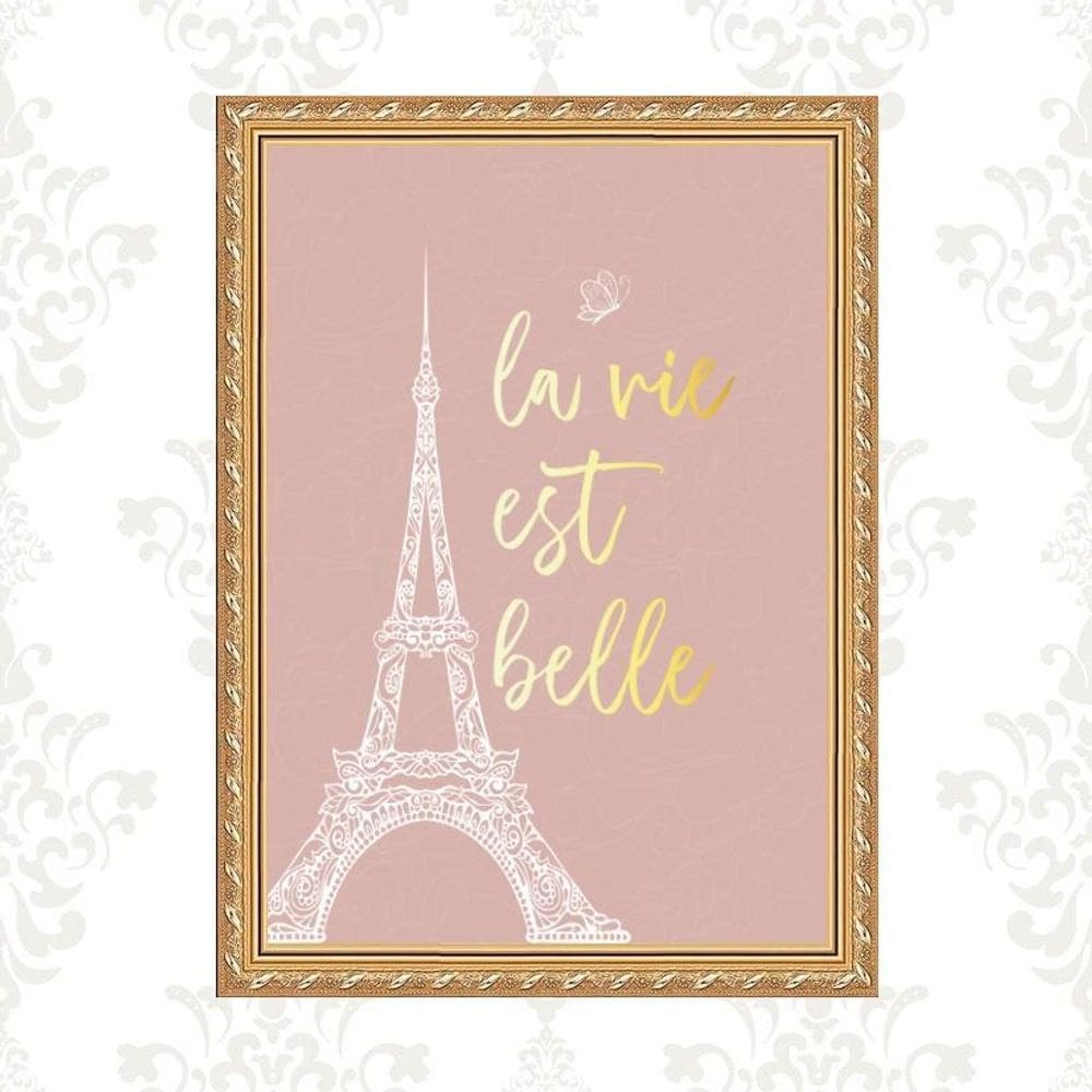 Quadro Moldura Dourada Torre Eiffel 24X18Cm
