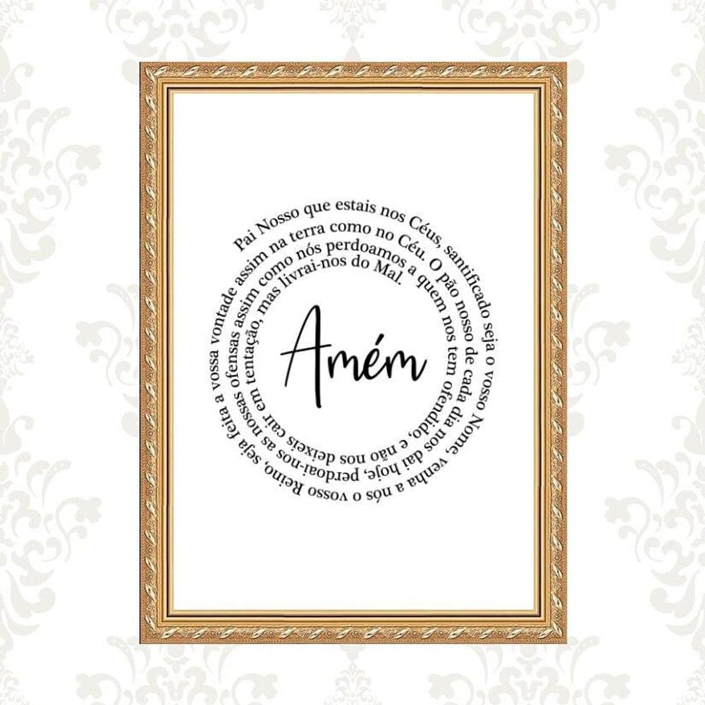 Quadro Moldura Dourada Pai Nosso Espiral 33X24Cm