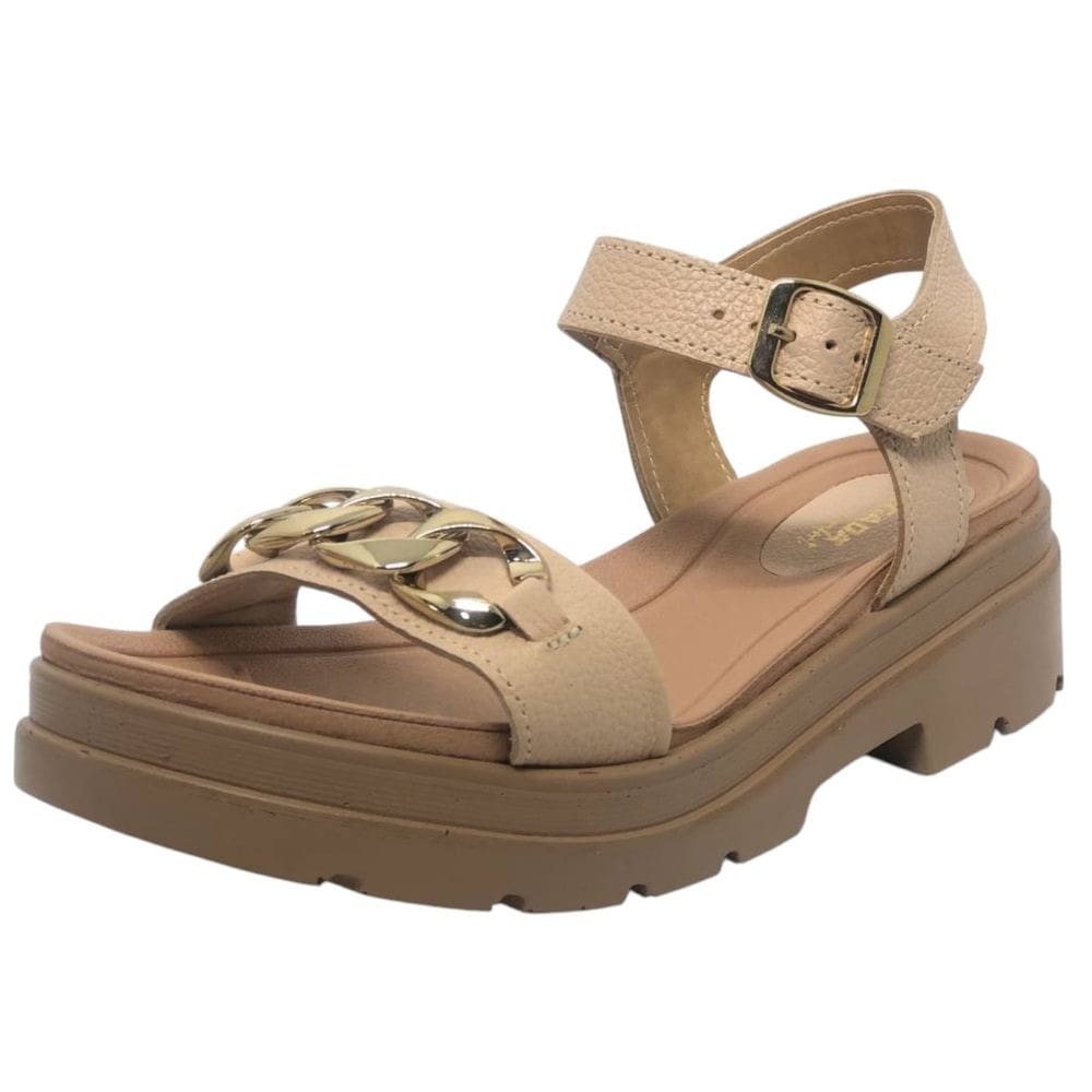 Sandalia Feminina Anabela Baixa Conforto Aurora Pegada