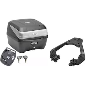 KIT BAÚ MOTO 33L MONOLOCK TRAFFIC III + BAGAGEIRO SCAM Twister 300 Fiberforce Honda Cb 300f