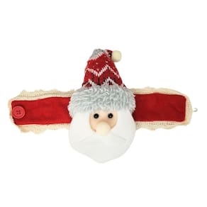 Prendedor de Cortina Papai Noel Pelúcia Prime Vermelho e Branco Renda Bege - Master Christmas