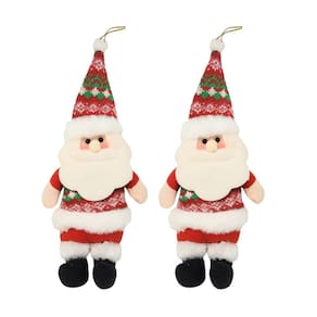 Kit 2 Papai Noel Pelúcia Pendente 30cm Gorro Crochê Plus - Master Christmas