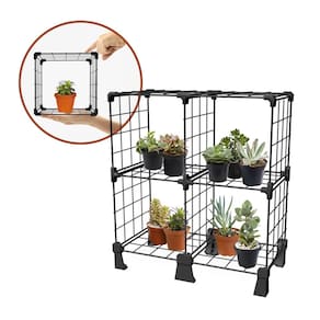 Prateleira Decorativa 4 Nichos para Vasos Flores Suculentas Mini Estante de Aço Aramado para Casa