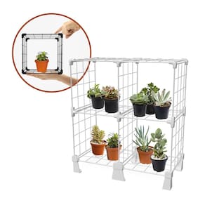 Prateleira Decorativa 4 Nichos para Vasos Flores Suculentas Mini Estante de Aço Aramado para Casa
