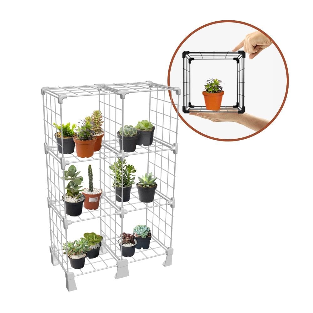 Prateleira Suporte para Plantas 6 Nichos de 20cm para Decoração Suculentas Vasos Livros 65cm Altura