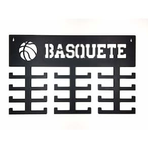 Expositor Porta Medalhas Basquete Com 24 Suportes Preto